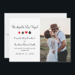 Las Vegas Foto Elopement Aankondiging Rood Zwart<br><div class="desc">Jij en je geliefde zijn getrouwd in Las Vegas en willen het gelukkige nieuws delen met familie en vrienden. Personaliseer deze klassieke rode en zwarte kaartspel-thema aankondiging met je eigen tekst en een trouwfoto.</div>