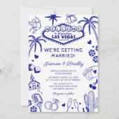 Las Vegas Fun Doodle Bruiloft Kaart (Voorkant)