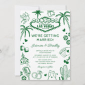 Las Vegas Fun Doodle Bruiloft Kaart (Voorkant)