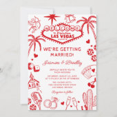 Las Vegas Fun Doodle Bruiloft Kaart (Voorkant)