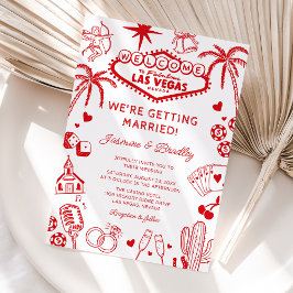 Las Vegas Fun Doodle Wedding Kaart
