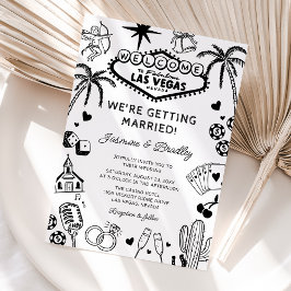 Las Vegas Fun Doodle Wedding Kaart