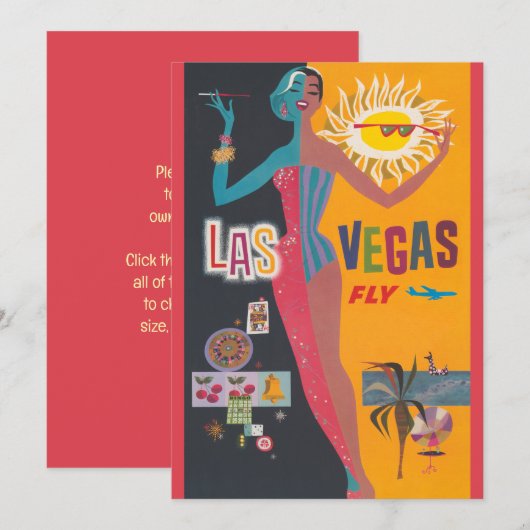  Las Vegas Gambling Travel Poster Art Kaart (Voorkant / Achterkant)