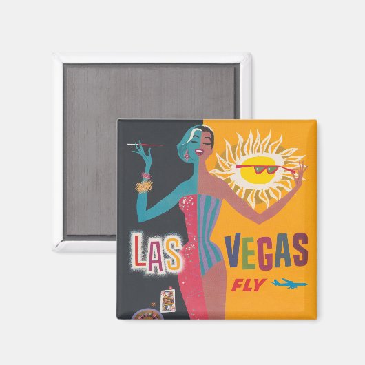  Las Vegas Gambling Travel Poster Art Magneet (Voorkant / Achterkant)