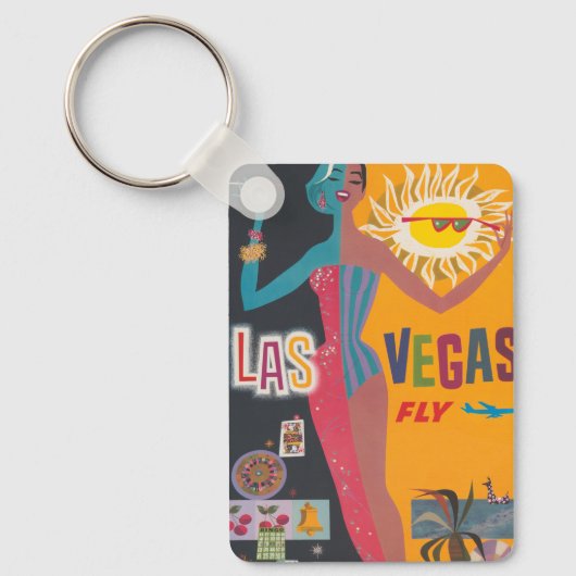 Las Vegas Gambling Travel Poster Art Sleutelhanger (Voorkant)