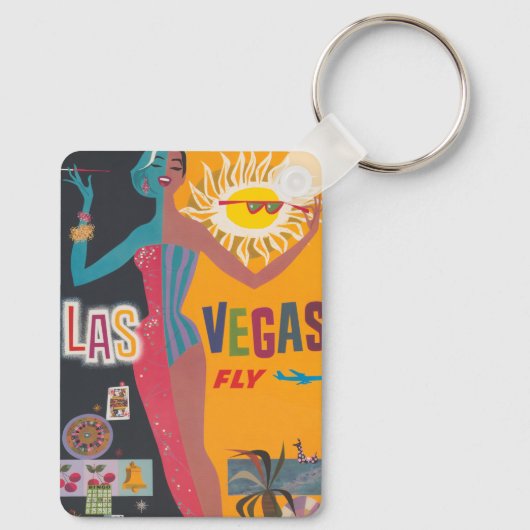 Las Vegas Gambling Travel Poster Art Sleutelhanger (Achterkant)