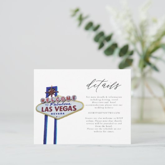 LAS VEGAS-gebarentaal of Event Details Card Kaart (Staand voorkant)