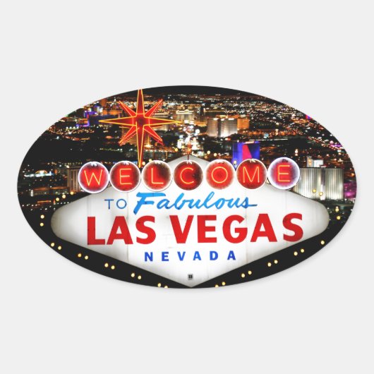 Las Vegas Gifts Ovale Sticker (Voorkant)