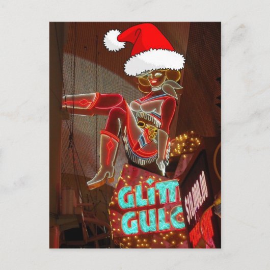 Las Vegas Glitter Gulch Kerstmis Feestdagenkaart (Voorkant)