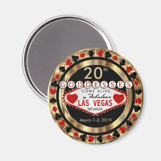 Las Vegas Goddess Poker Chip Design Magneet (Voorkant / Achterkant)