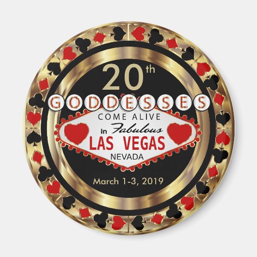 Las Vegas Goddess Poker Chip Design Magneet (Voorkant)