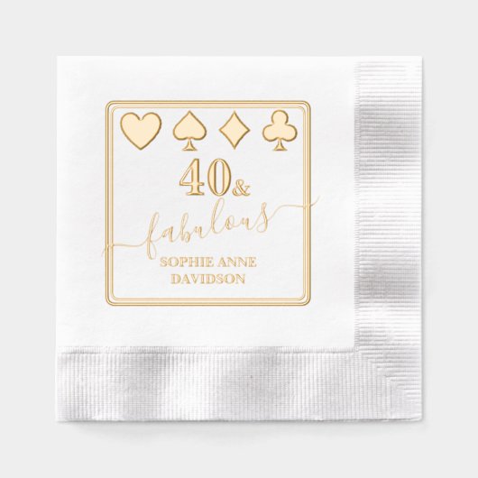 Las Vegas Gold 40 en Fabulous Vrouw Verjaardag Folie Servetten (Voorkant)