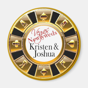 Las Vegas Gold & Black Casino Chip Magnet Favor