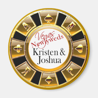 Las Vegas Gold & Black Casino Chip Magnet Favor