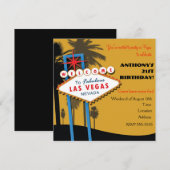 Las Vegas Golden Color verjaardagsfeestje uitnodig Kaart (Voorkant / Achterkant)
