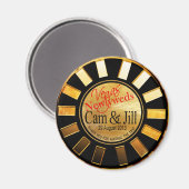 Las Vegas Goud Zwart Retro Casino Chip Favor Magneet (Voorkant / Achterkant)