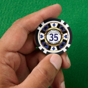 Las Vegas Happy Birthday in Dark Blue Poker Chip
