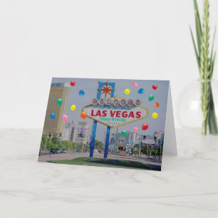 Las Vegas Happy Birthday Kaart met ballonnen