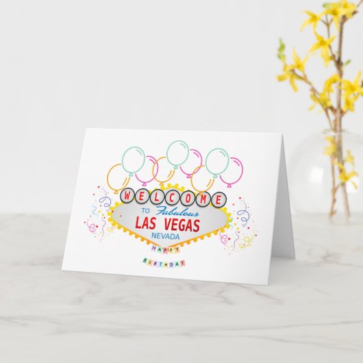 Las Vegas Happy Birthday Kaarten (Gele Bloem)
