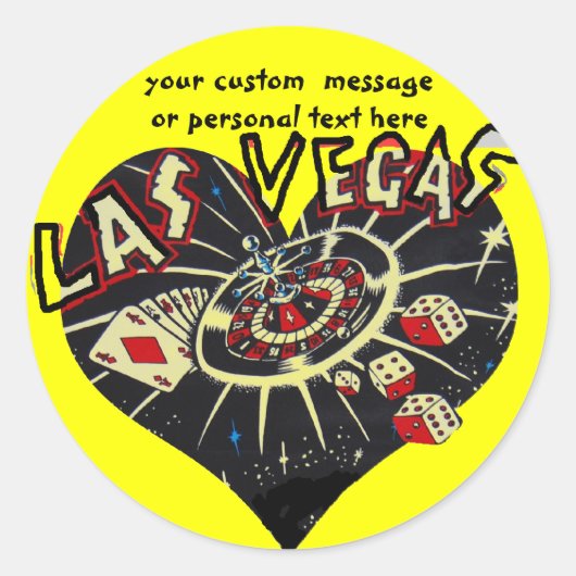 Las Vegas Heart Ronde Sticker (Voorkant)