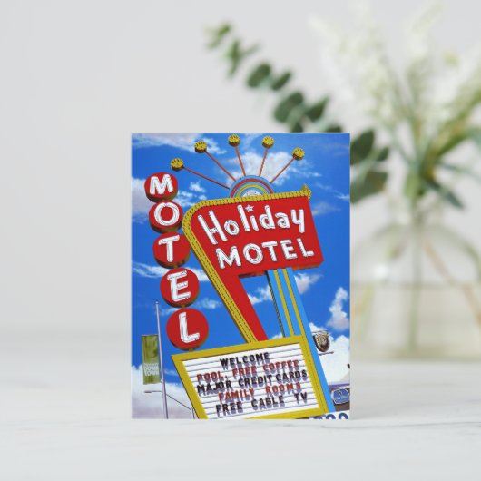 Las Vegas Holiday Motel Retro Neon Briefkaart (Staand voorkant)