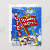 Las Vegas Holiday Motel Retro Neon Briefkaart (Voorkant / Achterkant)