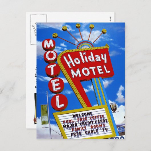 Las Vegas Holiday Motel Retro Neon Briefkaart (Voorkant / Achterkant)