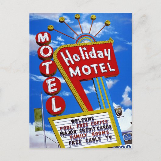 Las Vegas Holiday Motel Retro Neon Briefkaart (Voorkant)