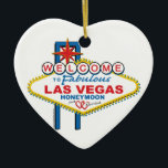 Las Vegas Honeymoon Keramisch Ornament<br><div class="desc">Ontwerp Retro Vegas</div>