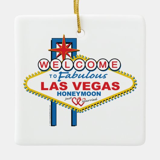 Las Vegas Honeymoon retro Keramisch Ornament (Voorkant)
