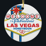 Las Vegas Honeymoon retro Keramisch Ornament<br><div class="desc">Las Vegas Honeymoon Design</div>