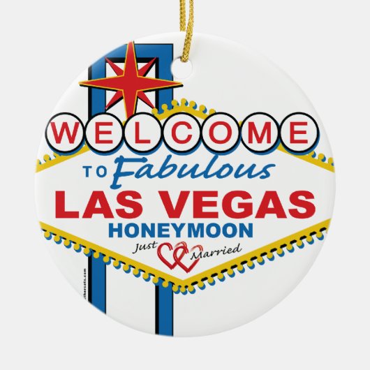 Las Vegas Honeymoon retro Keramisch Ornament (Voorkant)