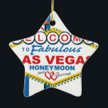 Las Vegas Honeymoon retro Keramisch Ornament<br><div class="desc">Las Vegas Honeymoon Design</div>