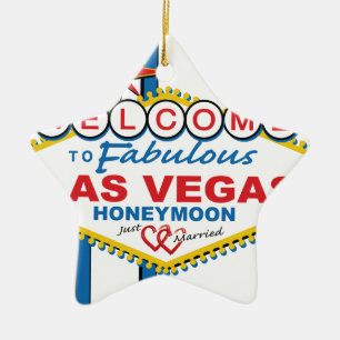 Las Vegas Honeymoon retro Keramisch Ornament