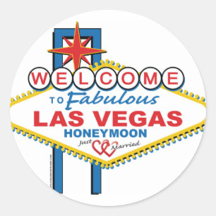 Las Vegas Honeymoon retro Ronde Sticker