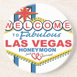 Las Vegas Honeymoon retro Zandsteen Onderzetter