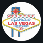Las Vegas Honeymoon Ronde Sticker<br><div class="desc">Las Vegas Honeymoon Design</div>