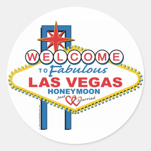 Las Vegas Honeymoon Ronde Sticker (Voorkant)