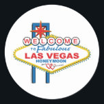 Las Vegas Honeymoon Ronde Sticker<br><div class="desc">Welkom bij Fabulous Las Vegas Honeymoon</div>