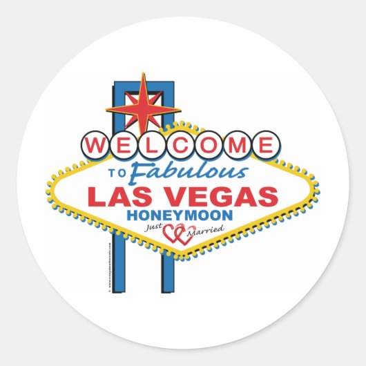 Las Vegas Honeymoon Ronde Sticker (Voorkant)