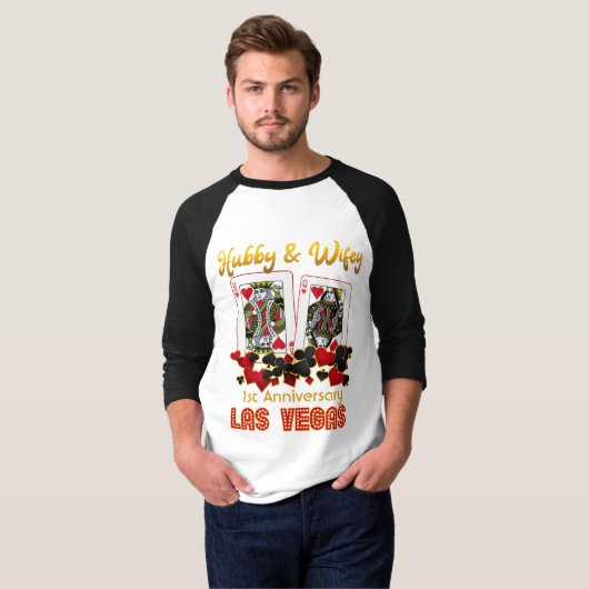 Las Vegas Hubby Wifey Wedding Jubileum T-Shirt (Voorkant volledig)