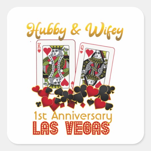 Las Vegas Hubby Wifey Wedding Jubileum Vierkante Sticker (Voorkant)
