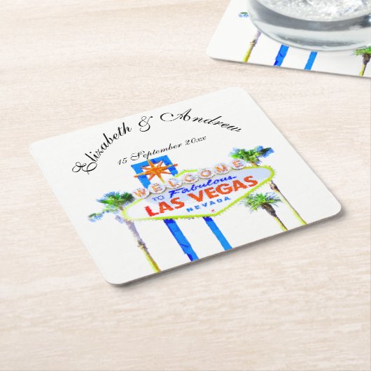 Las Vegas-huwelijk Kartonnen Onderzetters (Schuin)