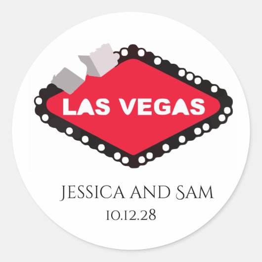 Las Vegas Huwelijk Ronde Sticker (Voorkant)