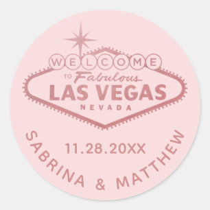 Las Vegas Huwelijk Roze Goud Roze Ronde Sticker