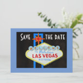 Las Vegas Huwelijk Save the Date Blauw Kaart (Staand voorkant)