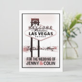 Las Vegas Huwelijk Vintage Romantische Uitnodiging (Staand voorkant)