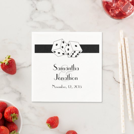 Las Vegas Huwelijksdobbelstenen Thema Zwart en Wit Servet (Insitu)