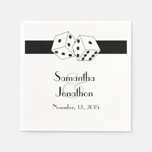 Las Vegas Huwelijksdobbelstenen Thema Zwart en Wit Servet (Voorkant)