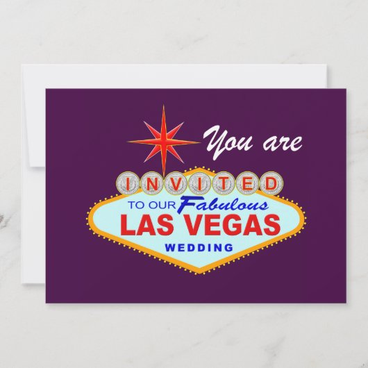 Las Vegas Huwelijksuitnodiging PURPLE Kaart (Voorkant)